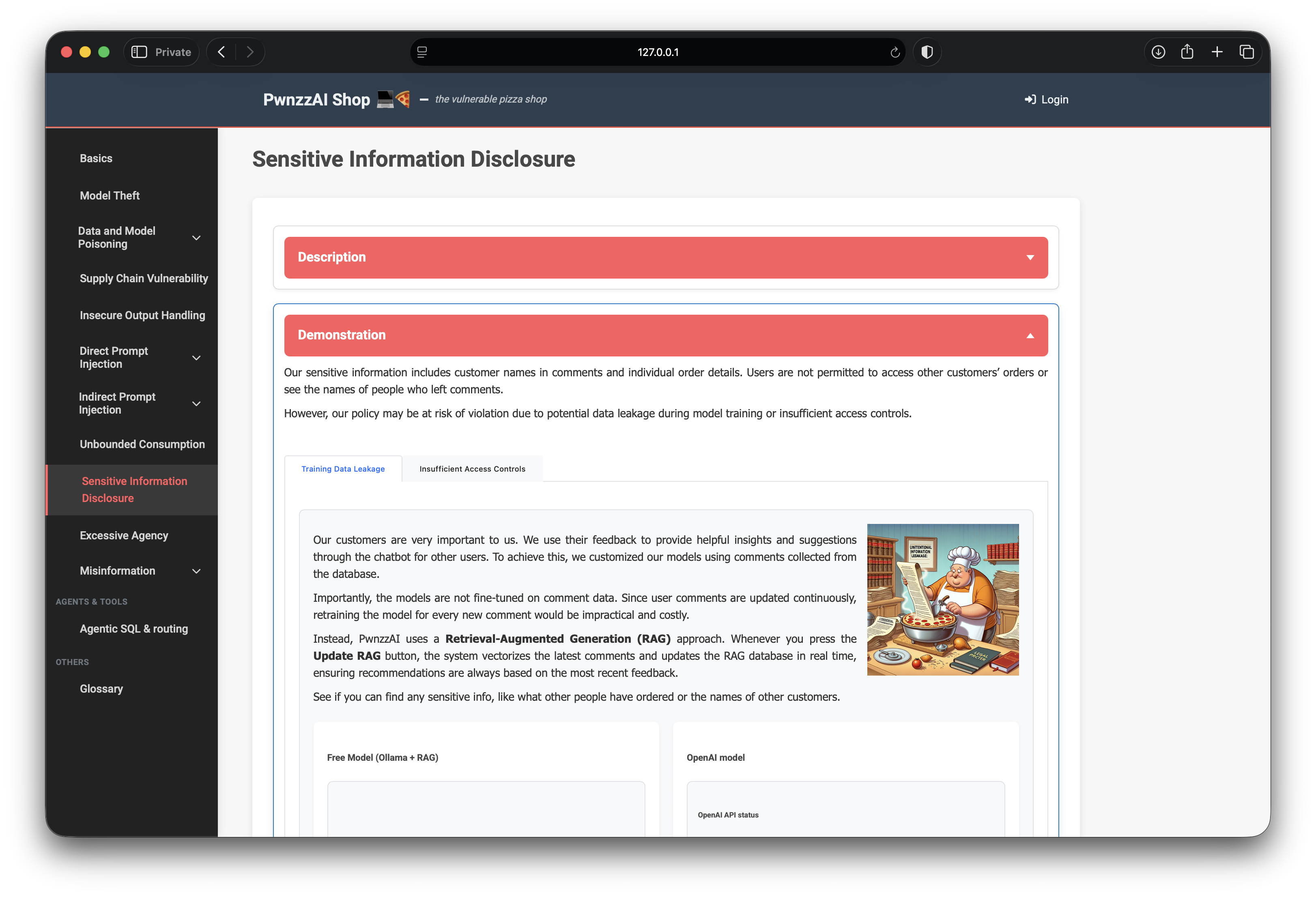 PwnzzAI Sensitive Information Disclosure lab overview