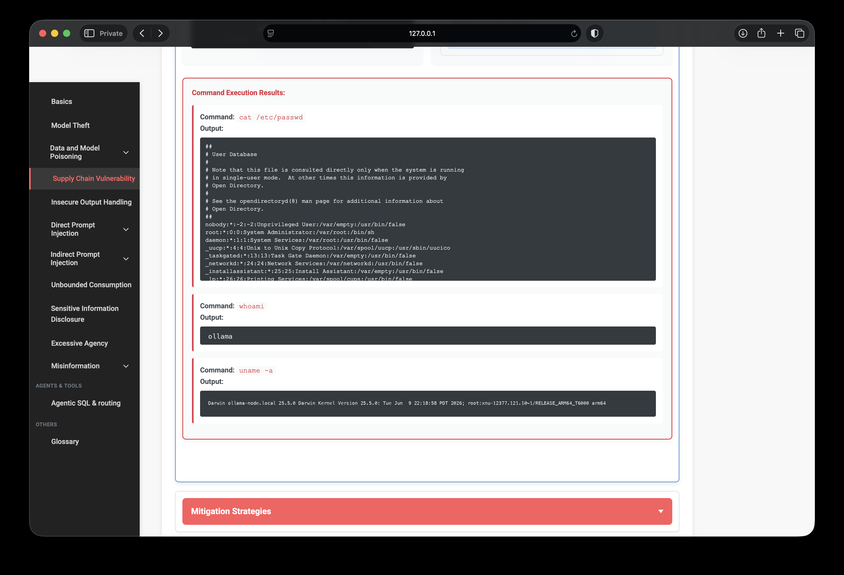 Command execution results from malicious model load